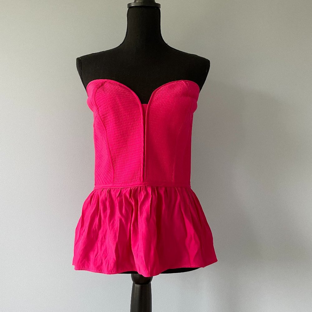 Sline Pink Strapless Peplum Top